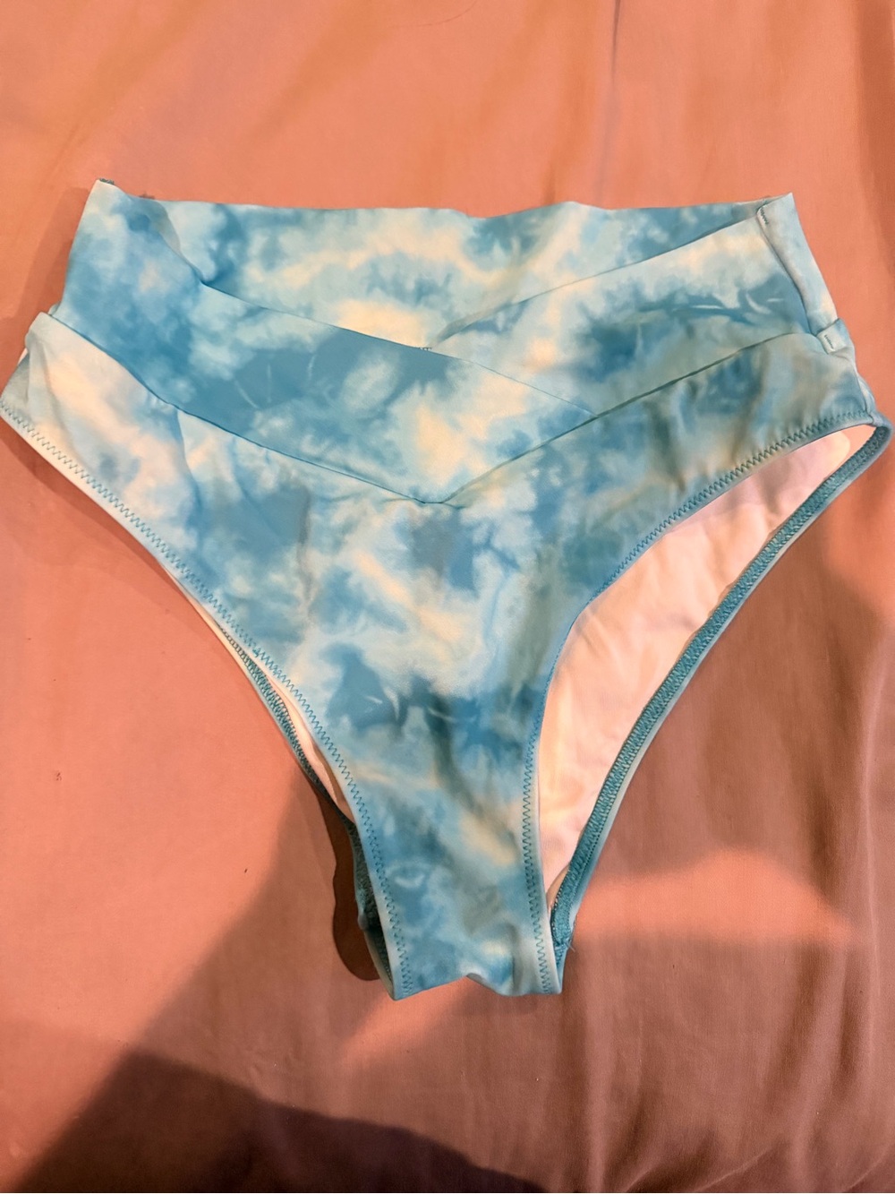 PINK Victoria's Secret Blue Tie-Dye High-Waist Swim Bottoms